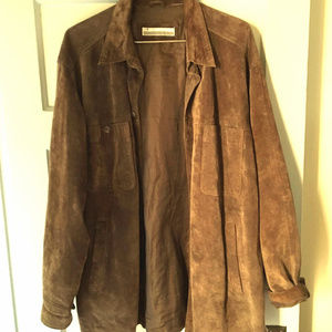 Perry Ellis size L brown suede button up coat